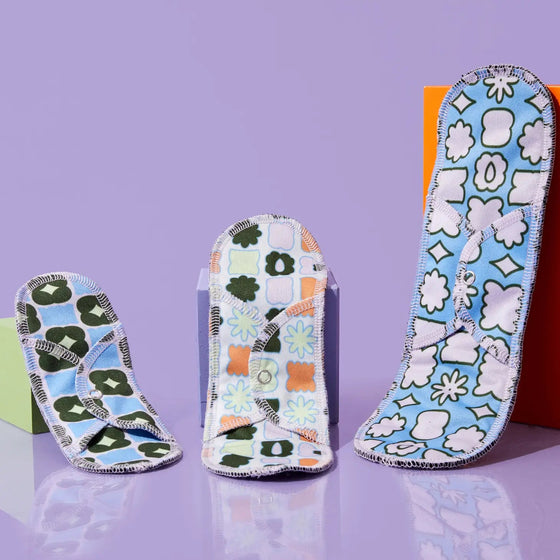 Heavy Flow – Organic Reusable Menstrual Cloth Period Pad - Flower Design > period products > menstrual pad > heavy flow period pad > reusable cloth period pad > reusable menstrual pad PlumThyme 